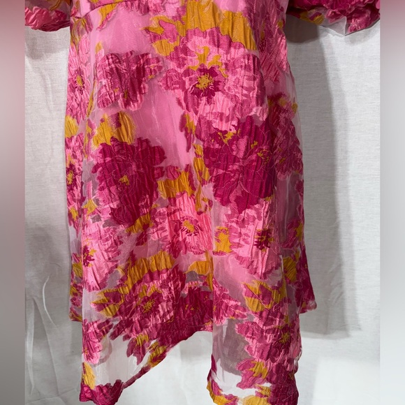 Petal & Pup Olivia Organza Pink and Yellow Floral Mini Dress - Picture 10 of 16